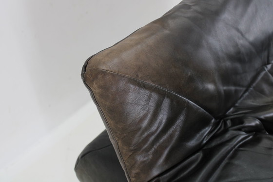 Image 1 of 1970S Adjustable Wiener Werkstätte Brutalist Two-Seater Leather Sofa