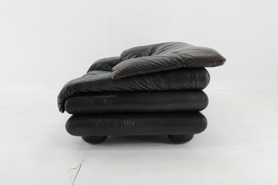 Image 1 of 1970S Adjustable Wiener Werkstätte Brutalist Two-Seater Leather Sofa