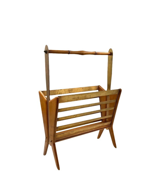 Image 1 of Mid-Century Modern Brass Magazine Rack,  Italy 1950