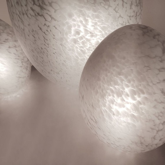 Image 1 of Lampes de table vintage à œuf de la Verrerie de Vianne, années 1980, lot de 3