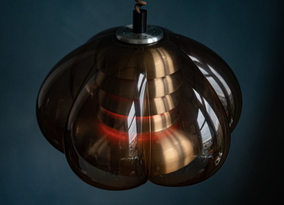 Image 1 of Herda Flower Space Age Smoke Glass Pendant Lamp