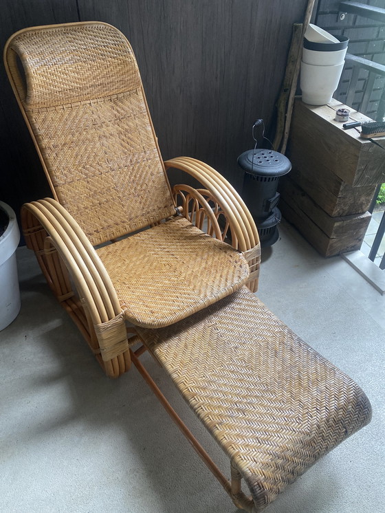 Image 1 of Rattan recliner armchair 3 positions