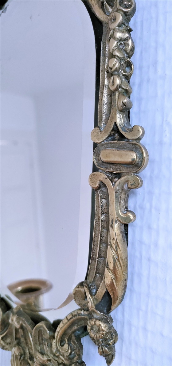 Image 1 of Espejo de araña de bronce, principios del siglo XX