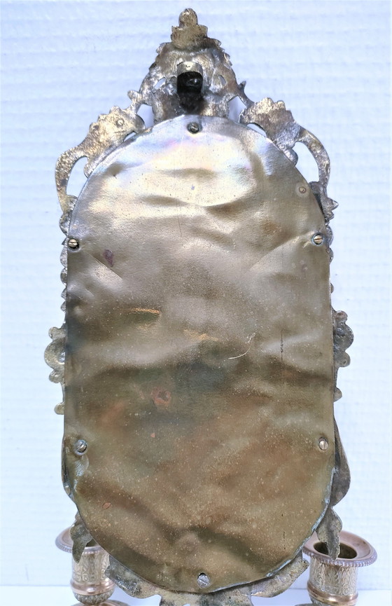 Image 1 of Espejo de araña de bronce, principios del siglo XX