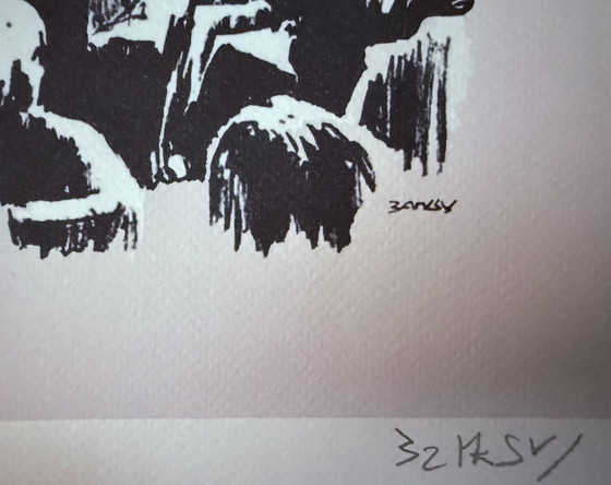 Image 1 of Banksy: "Morons" 15/60. Signed.