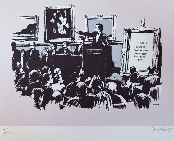 Image 1 of Banksy: "Morons" 15/60. Signed.