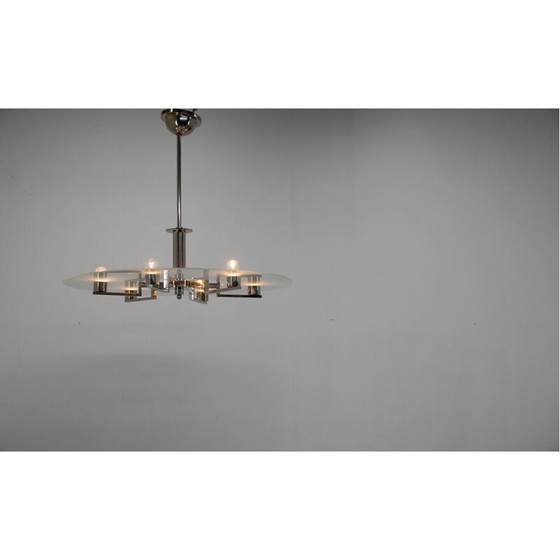 Image 1 of Vintage functionalist 6-flame nickel chandelier, 1930