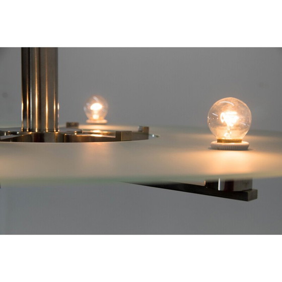 Image 1 of Vintage functionalist 6-flame nickel chandelier, 1930