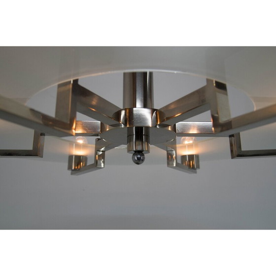 Image 1 of Vintage functionalist 6-flame nickel chandelier, 1930