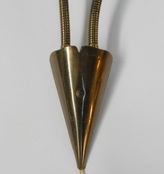 Image 1 of Applique vintage avec tiges tubulaires et 2 abat-jours en verre