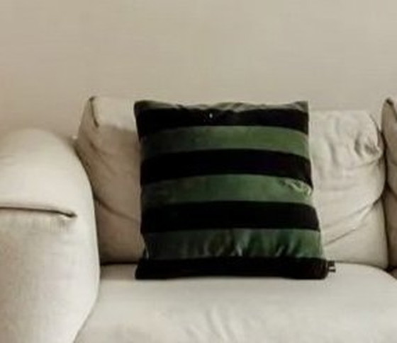 Image 1 of Hay Velvet Cushion Soft Stripe Green