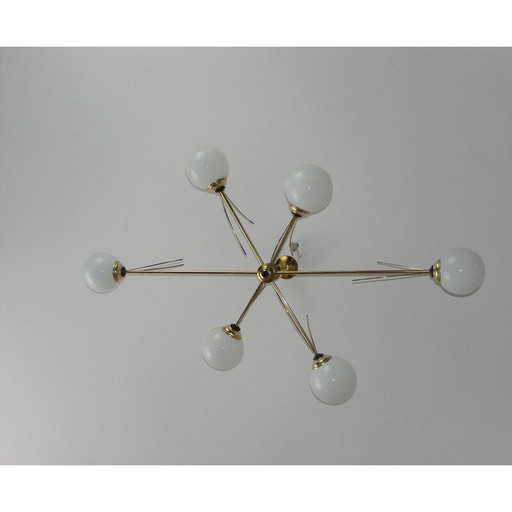 Vintage brass and glass chandelier, 1960s