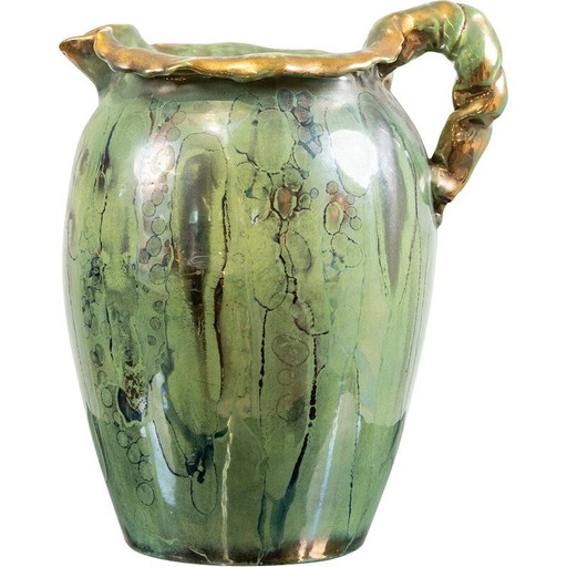 Vintage enameled ceramic pitcher by Louis Auguste Dage, 1950