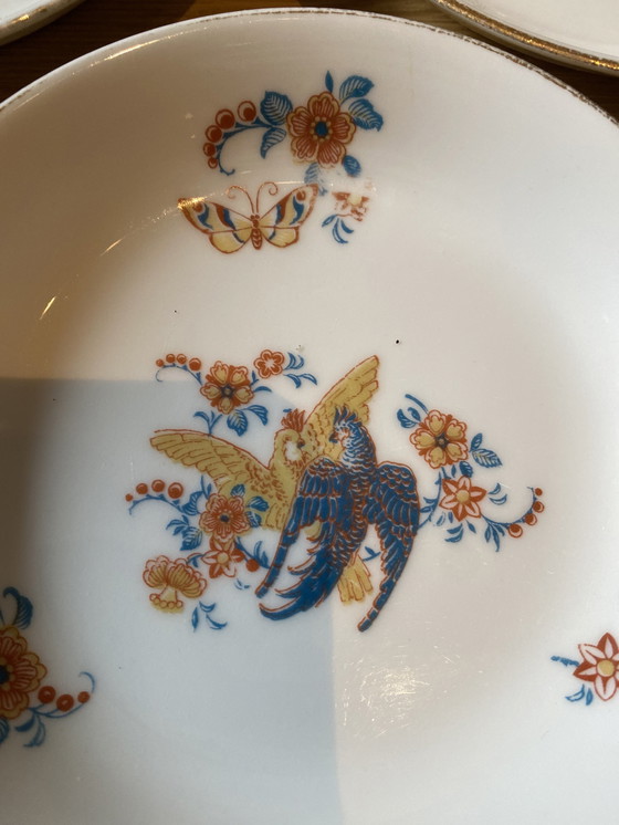 Image 1 of Limoges 5 bowls birds hand painted 18th century