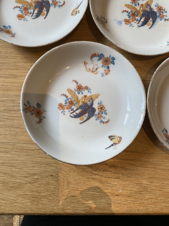 Image 1 of Limoges 5 bowls birds hand painted 18th century