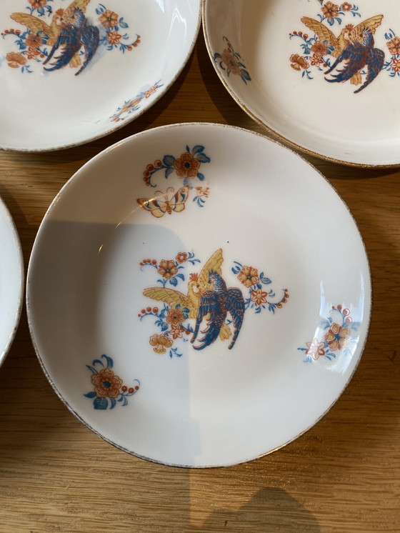 Image 1 of Limoges 5 bowls birds hand painted 18th century