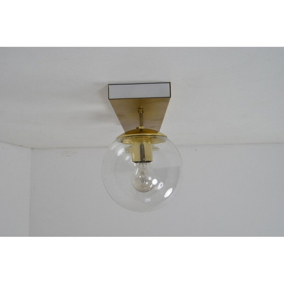 Image 1 of Lampada da parete vintage in vetro e ottone Kamenicky Senov, Cecoslovacchia 1970