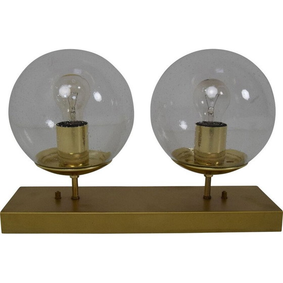 Image 1 of Lampada da parete vintage in vetro e ottone Kamenicky Senov, Cecoslovacchia 1970