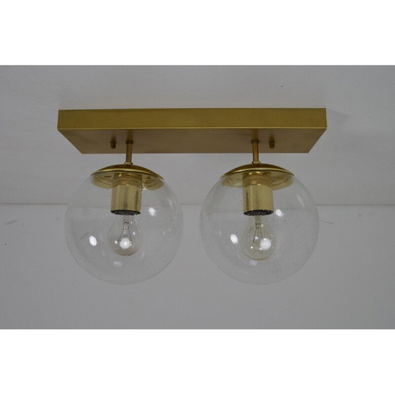 Image 1 of Lampada da parete vintage in vetro e ottone Kamenicky Senov, Cecoslovacchia 1970