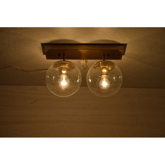 Image 1 of Lampada da parete vintage in vetro e ottone Kamenicky Senov, Cecoslovacchia 1970