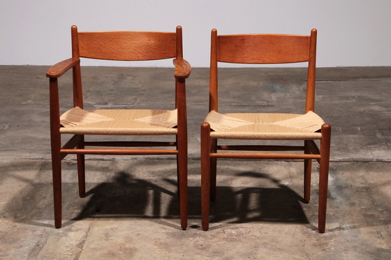 Image 1 of Dining chairs by Hans Wegner for Carl Hansen & Søn, Denmark 2 CH37 and 2 CH36