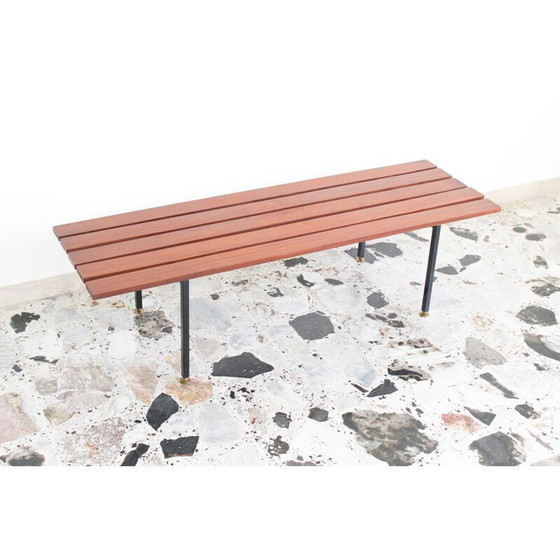 Image 1 of Panca vintage in palissandro e metallo, Italia anni '70