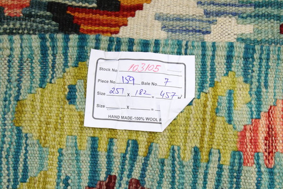 Image 1 of Kilim afgano originale in stile antico, 251 x 182 cm, ottime condizioni.