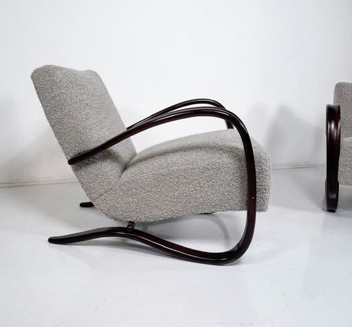 Pair Of Bentwood Armchairs By Jindrich Halabala H269, Czech Republic, 1940S - New Upholstery