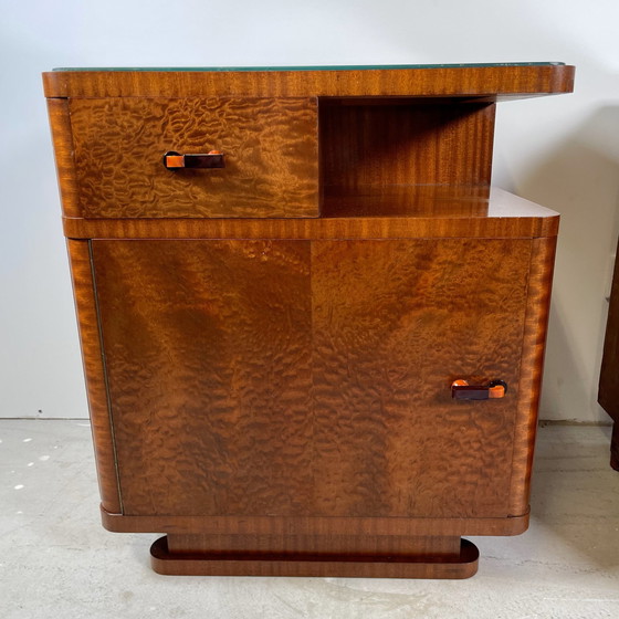 Image 1 of Art Deco Nightstands Set From Czechoslovakia (1950S), Mahogany