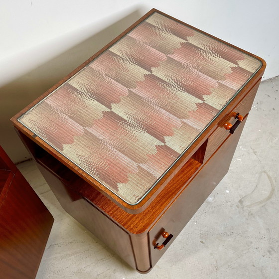Image 1 of Art Deco Nightstands Set From Czechoslovakia (1950S), Mahogany