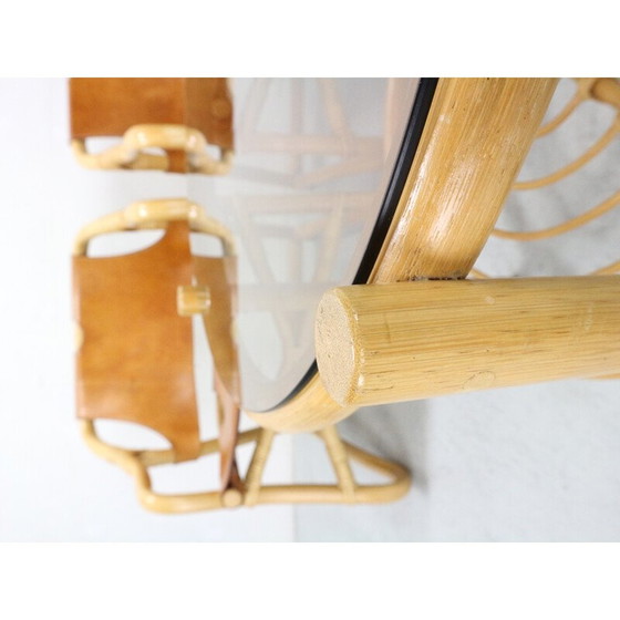 Image 1 of Vintage "Manilla" dining set in bamboo and saddle leather for Horsnæs Møbelfabrik, Denmark 1960