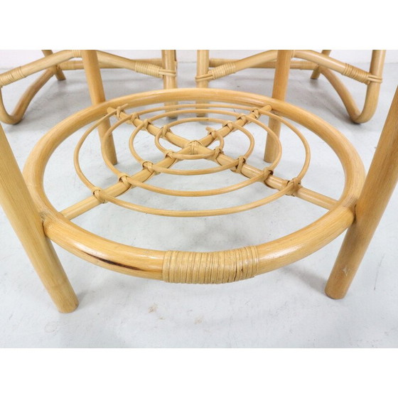Image 1 of Vintage "Manilla" dining set in bamboo and saddle leather for Horsnæs Møbelfabrik, Denmark 1960