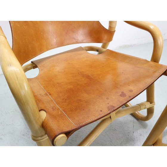 Image 1 of Vintage "Manilla" dining set in bamboo and saddle leather for Horsnæs Møbelfabrik, Denmark 1960
