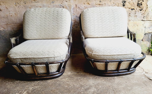 70's Wicker Armchairs and Fireside Chairs (*2)