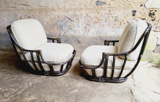 Image 1 of 70's Wicker Armchairs and Fireside Chairs (*2)