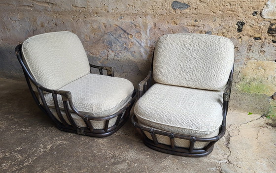 Image 1 of 70's Wicker Armchairs and Fireside Chairs (*2)