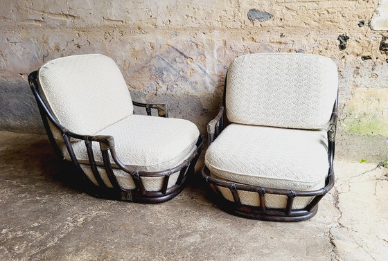 Image 1 of 70's Wicker Armchairs and Fireside Chairs (*2)