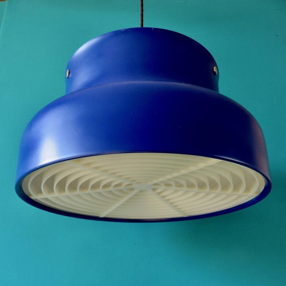 Image 1 of Vintage Bumlingen pendant lamp in blue lacquered metal by Anders Pehrsson, Sweden 1970