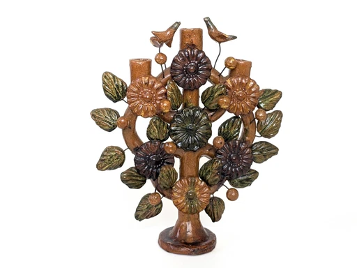 Mexican Folk Art Candelabra | 1970S | Tree Of Life