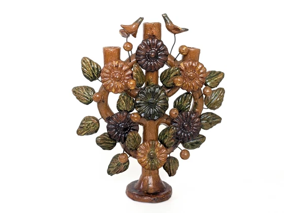 Image 1 of Mexican Folk Art Candelabra | 1970S | Tree Of Life