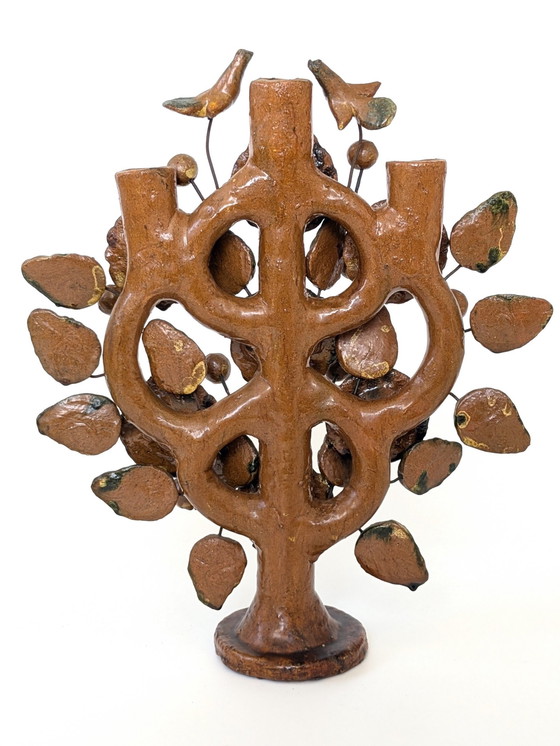 Image 1 of Mexican Folk Art Candelabra | 1970S | Tree Of Life