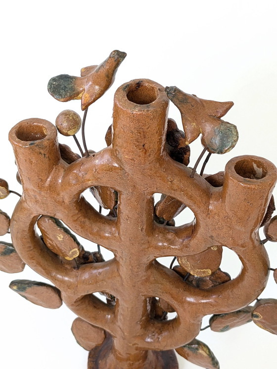 Image 1 of Mexican Folk Art Candelabra | 1970S | Tree Of Life