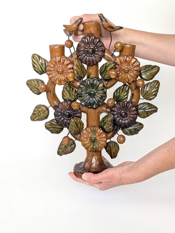 Image 1 of Mexican Folk Art Candelabra | 1970S | Tree Of Life