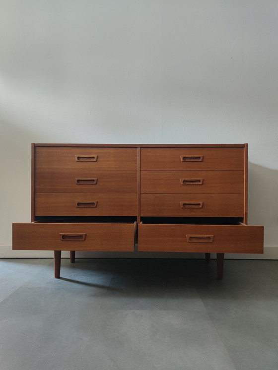 Image 1 of Credenza danese vintage con 8 (!) cassetti in teak