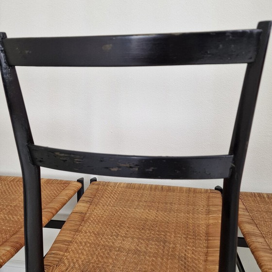 Image 1 of Set of 9 vintage "Superleggera" black chairs by Gio Ponti for Cassina, Italy 1960s
