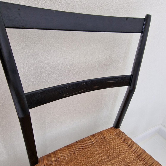 Image 1 of Set of 9 vintage "Superleggera" black chairs by Gio Ponti for Cassina, Italy 1960s
