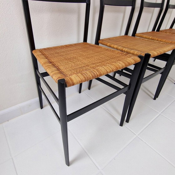 Image 1 of Set of 9 vintage "Superleggera" black chairs by Gio Ponti for Cassina, Italy 1960s