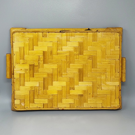 Image 1 of 1970s Astonishing Italian Tray in Bamboo, Rattan and Wicker. Made in Italy