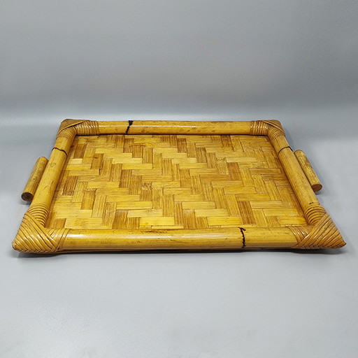 1970s Astonishing Italian Tray in Bamboo, Rattan and Wicker. Made in Italy