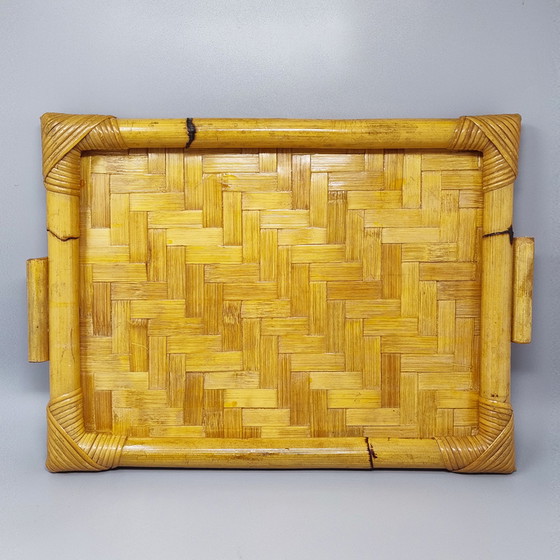 Image 1 of 1970s Astonishing Italian Tray in Bamboo, Rattan and Wicker. Made in Italy